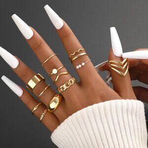 Jewelry | 25 Pcs Gold Knuckle Ring Set For Women Chunky Stackable ...